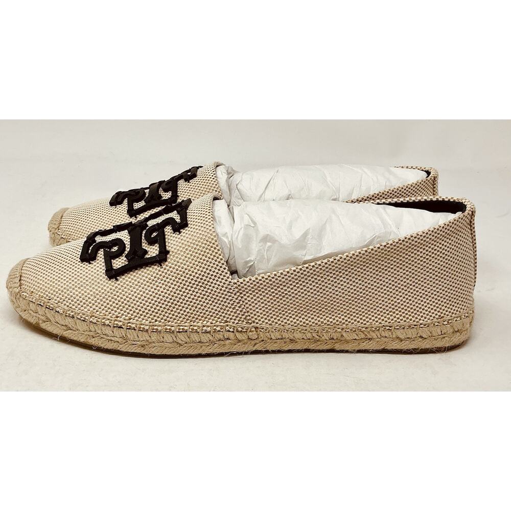 Tory Burch Espadrilles Ines Canvas Natural Beige/Black NIB Size 11 - Picture 8 of 10